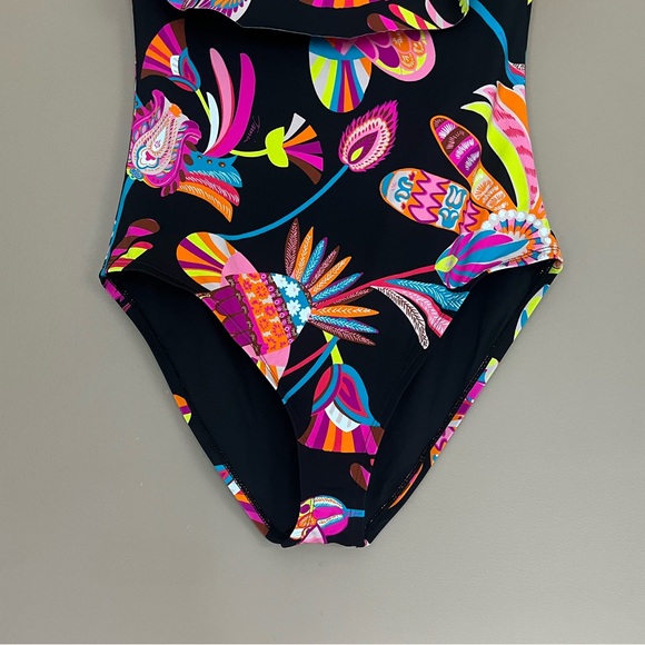 {Trina Turk} Luminary Printed Off The Shoulder Ruffle One Piece Swimsuit - NWT - Picture 4 of 14